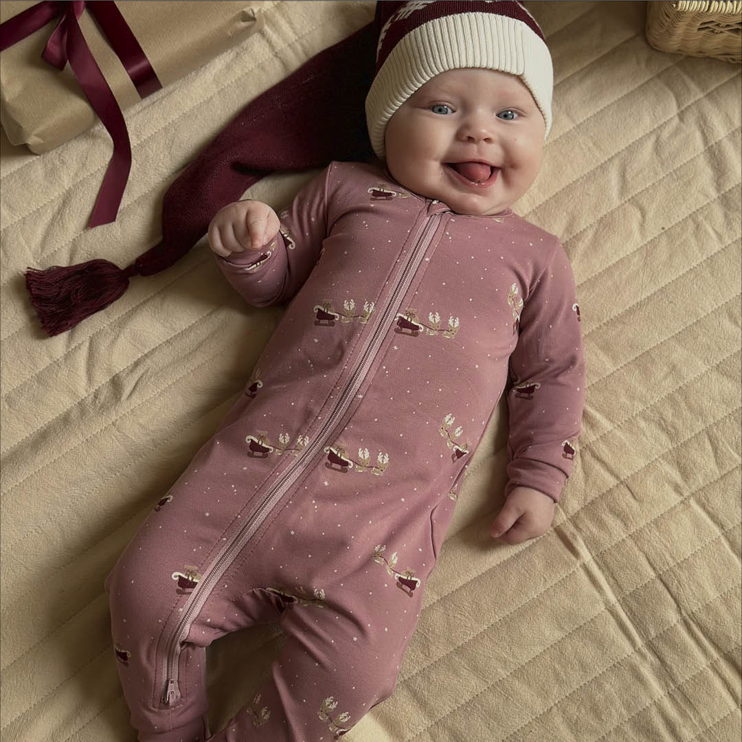 MÜSLI by Green Cotton | Zip Strampler | Nostalgia rose/Cabernet/Balsam cream