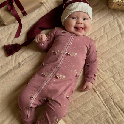 MÜSLI by Green Cotton | Zip Strampler | Nostalgia rose/Cabernet/Balsam cream
