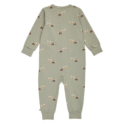 MÜSLI by Green Cotton | Zip Strampler | Shadow/Deep green/Balsam cream