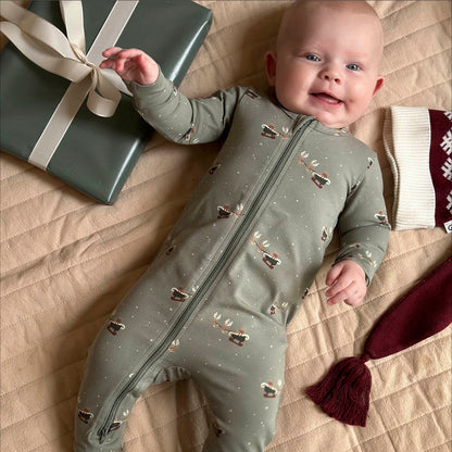 MÜSLI by Green Cotton | Zip Strampler | Shadow/Deep green/Balsam cream