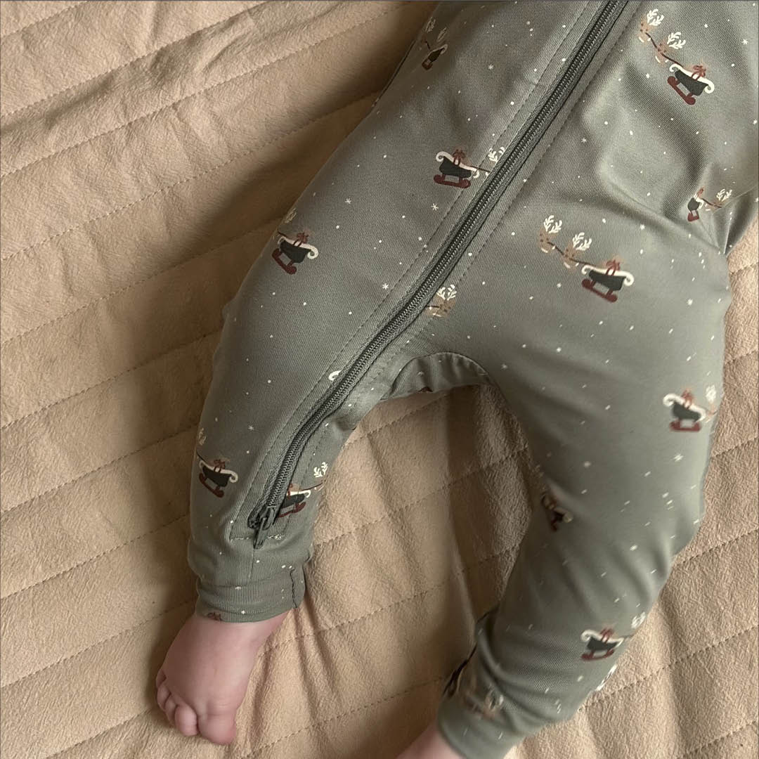 MÜSLI by Green Cotton | Zip Strampler | Shadow/Deep green/Balsam cream