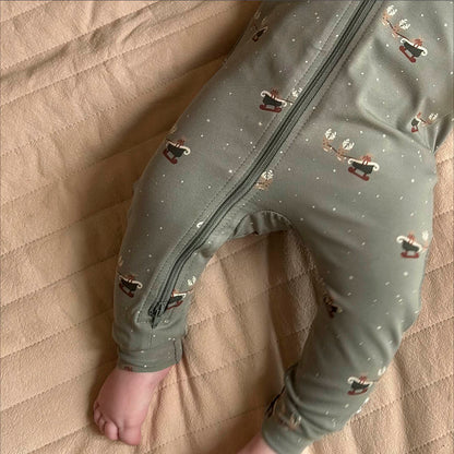 MÜSLI by Green Cotton | Zip Strampler | Shadow/Deep green/Balsam cream