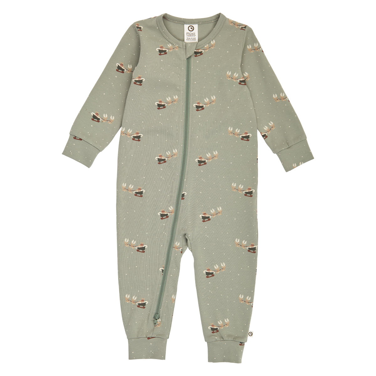 MÜSLI by Green Cotton | Zip Strampler | Shadow/Deep green/Balsam cream
