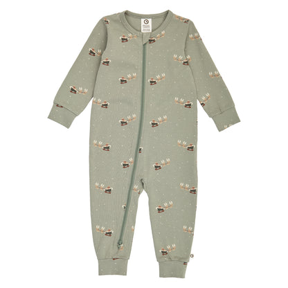 MÜSLI by Green Cotton | Zip Strampler | Shadow/Deep green/Balsam cream