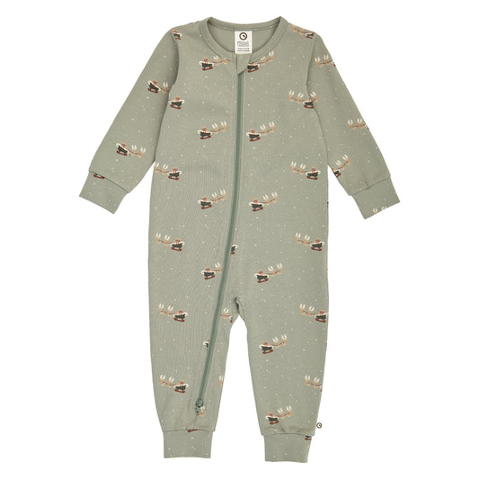 MÜSLI by Green Cotton | Zip Strampler | Shadow/Deep green/Balsam cream