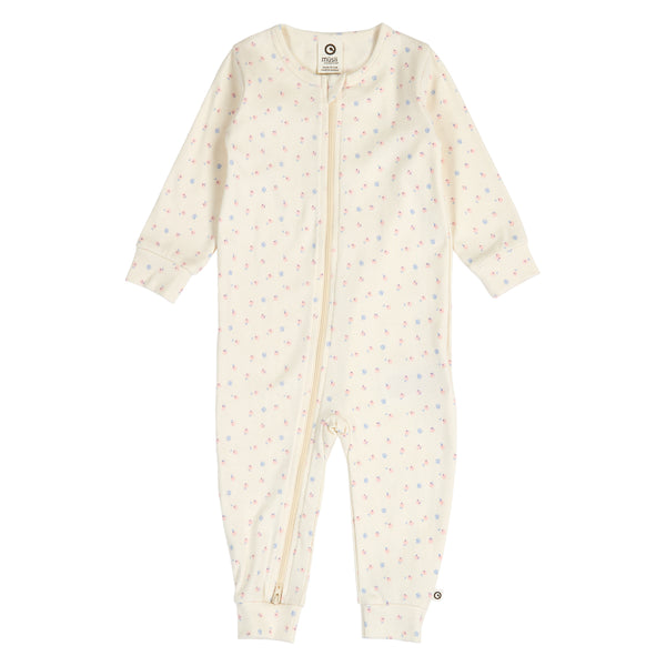 MÜSLI by Green Cotton | Spring Zip Sleepsuit | Tofu/Nectar/shell blue