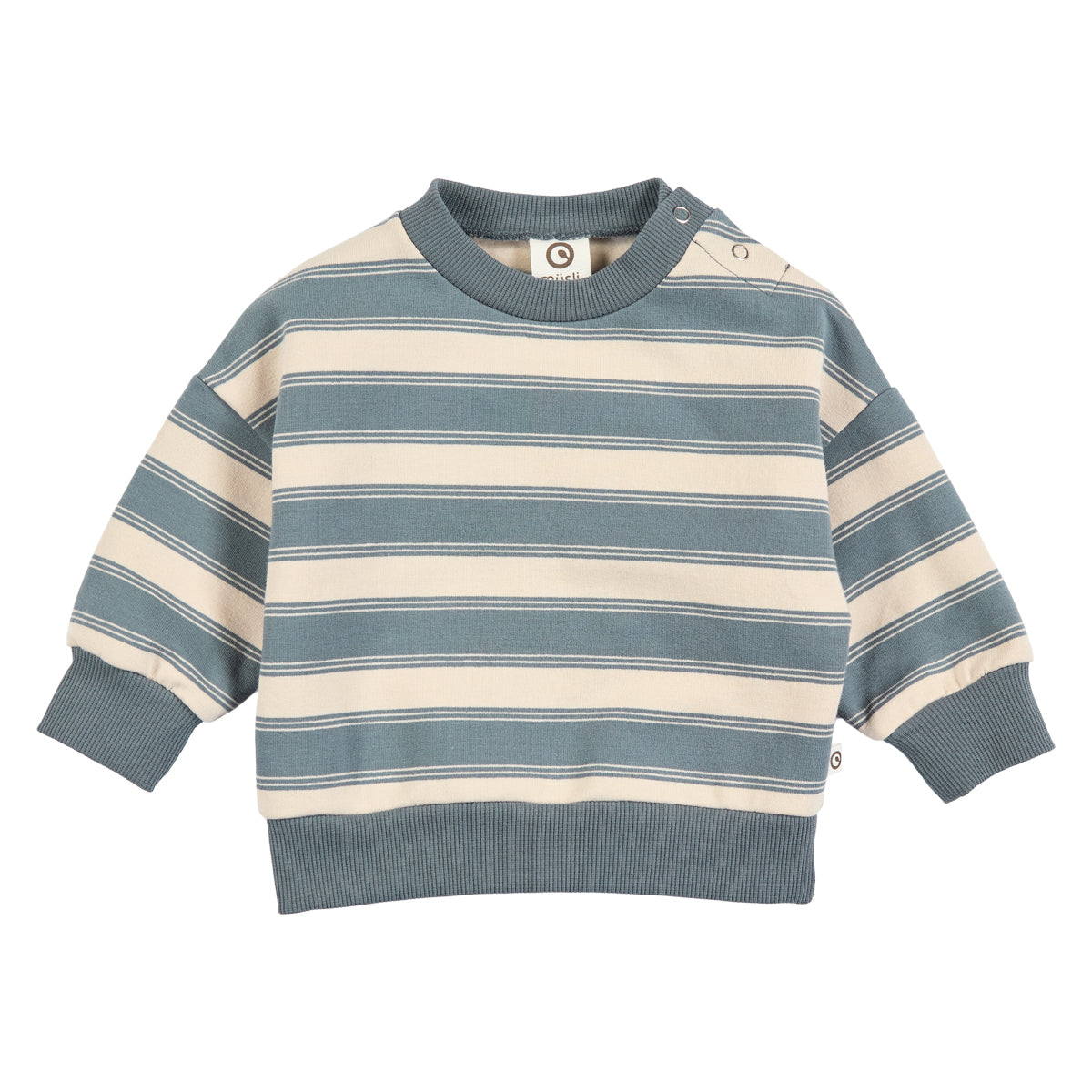 MÜSLI by Green Cotton | Stripe Sweat Set Baby | Oak/Stormy blue