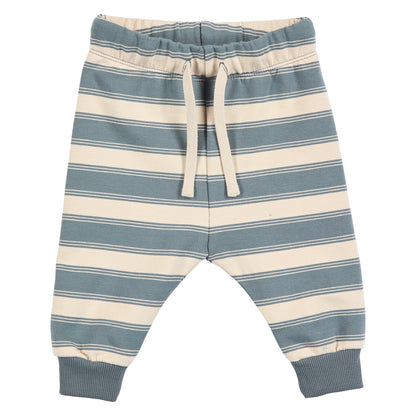 MÜSLI by Green Cotton | Stripe Sweat Set Baby | Oak/Stormy blue