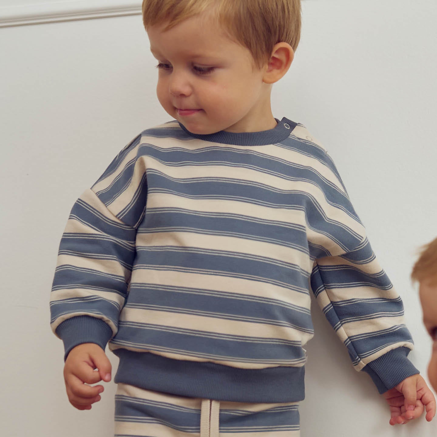 MÜSLI by Green Cotton | Stripe Sweat Set Baby | Oak/Stormy blue