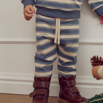 MÜSLI by Green Cotton | Stripe Sweat Set Baby | Oak/Stormy blue