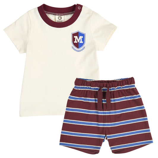 MÜSLI by Green Cotton | Clubhouse Baby Set | Russet/Azure blue/Tofu