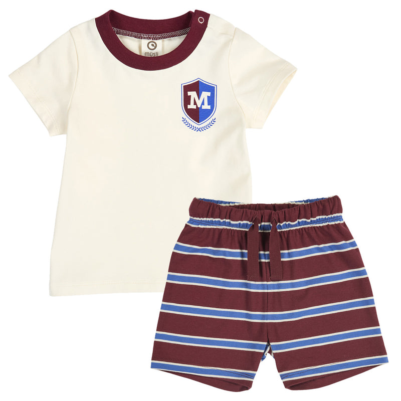 MÜSLI by Green Cotton | Clubhouse Baby Set | Russet/Azure blue/Tofu