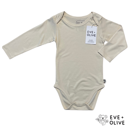 Eve & Olive | Long-sleeve Baby Bodysuit | Cute Beige