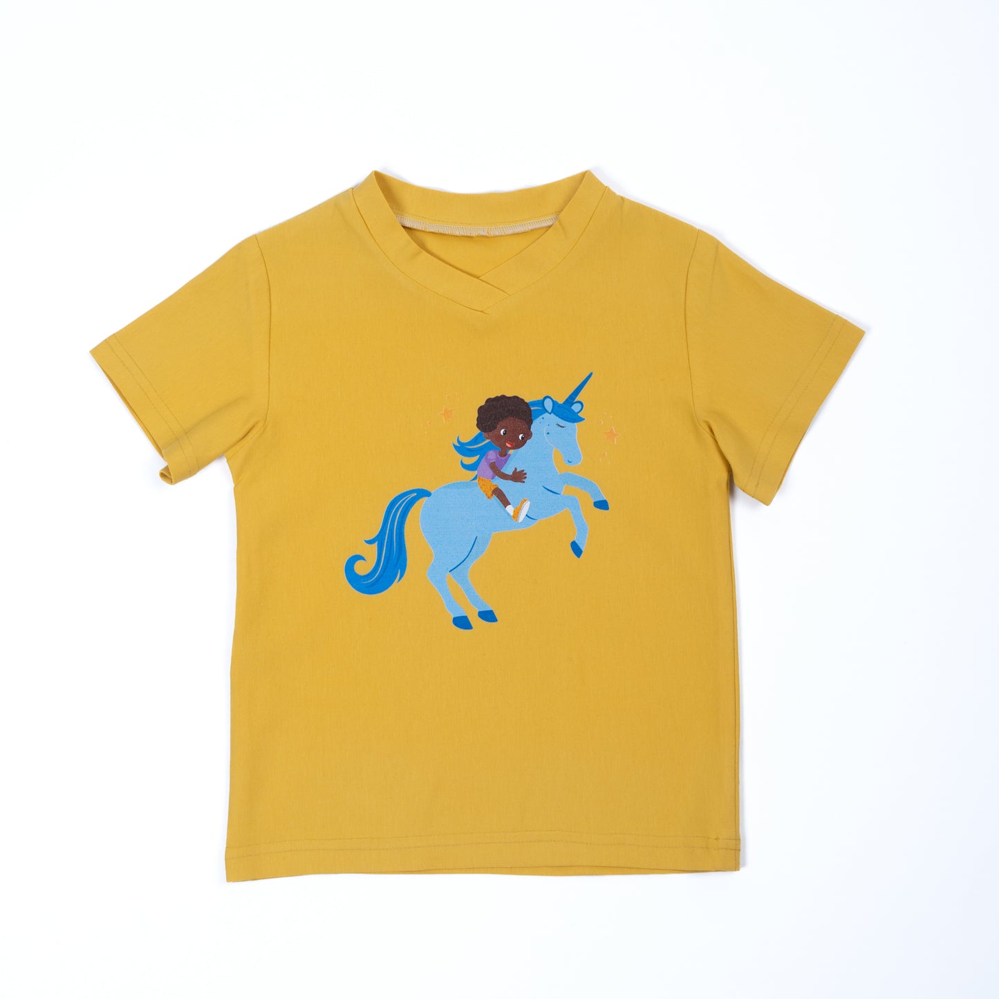 Paua Kids | Unisex Kurzarm-Shirt "Einhorn" | Baumwolle & Lyocell | Gelb