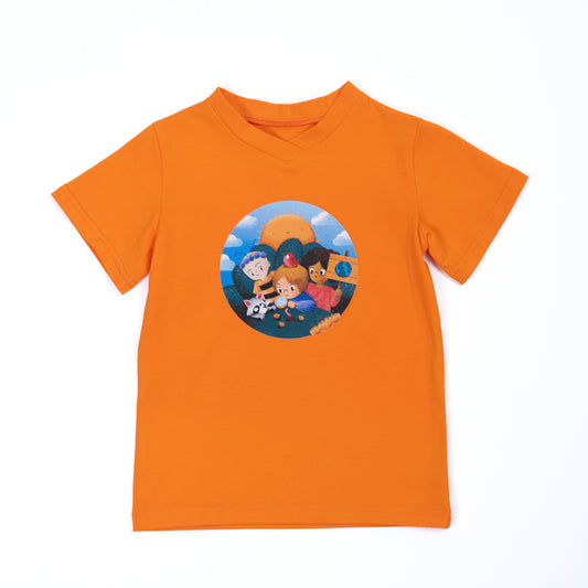 Paua Kids | Unisex Short-Sleeve Shirt "Environment" | Cotton | Orange