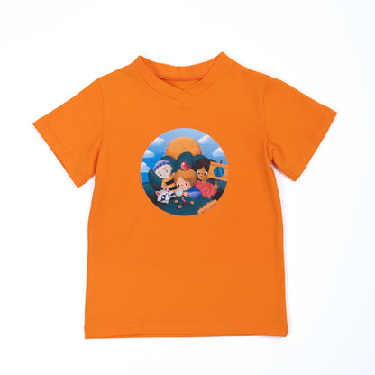 Paua Kids | Unisex Short-Sleeve T-Shirt with Audio Book | Cotton | Orange
