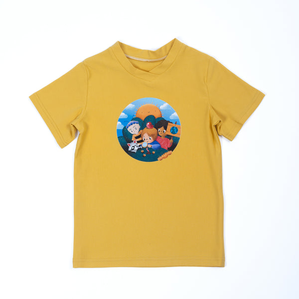 Paua Kids | Unisex Short-Sleeve Shirt with Audiobook | Cotton | Yellow