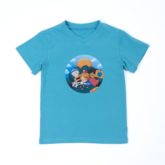 Paua Kids | Unisex Short Sleeve T-Shirt with Audiobook | Cotton | Aqua