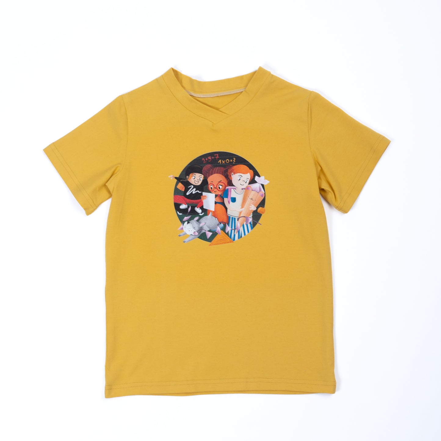 Paua Kids | Unisex Kurzarm-Shirt "Schule" | Bio-Bauwolle | Gelb