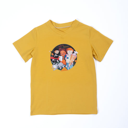 Paua Kids | Unisex Short-Sleeve Shirt "School" | Organic Cotton | Yellow