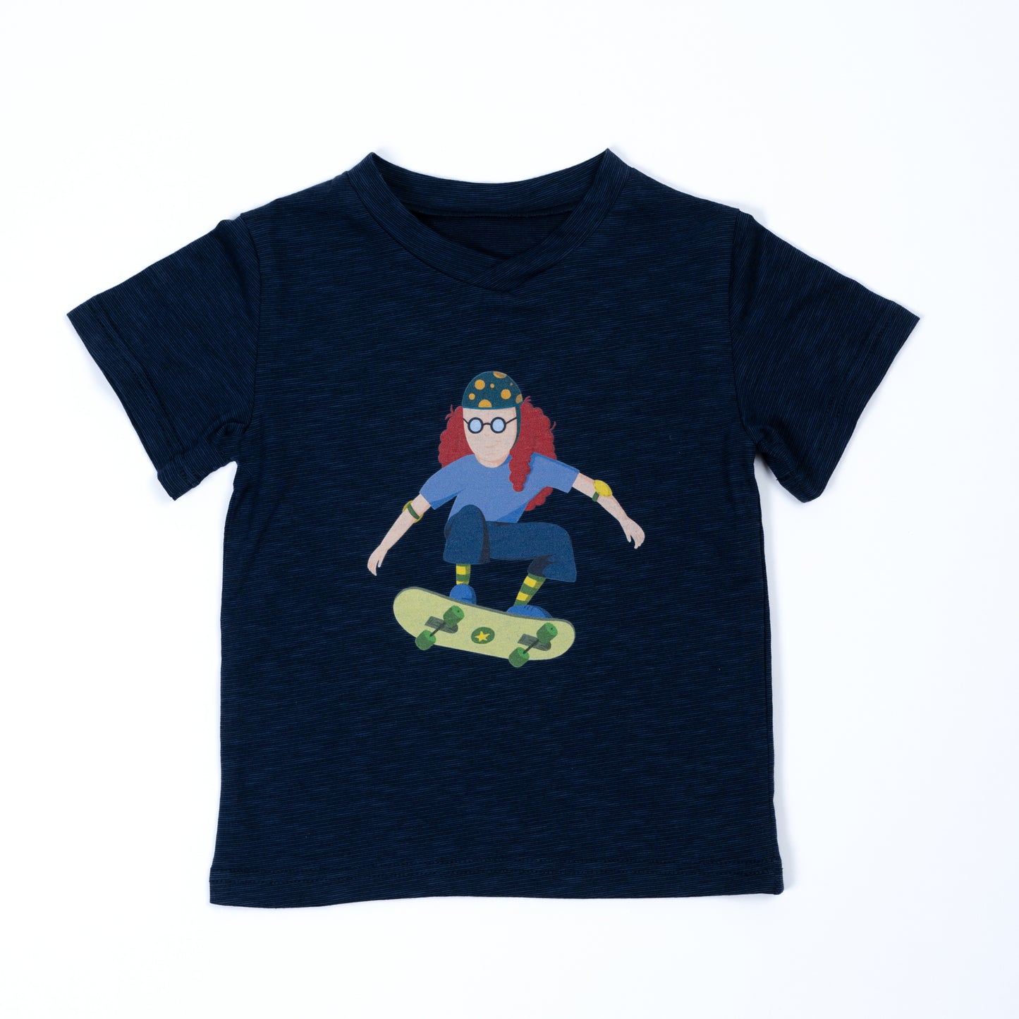 Paua Kids | Unisex Short Sleeve T-Shirt "Skateboard" | Cotton & Lyocell | Dark Blue