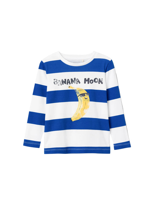 name it | T-Shirt Langarm | Weiß-Blau