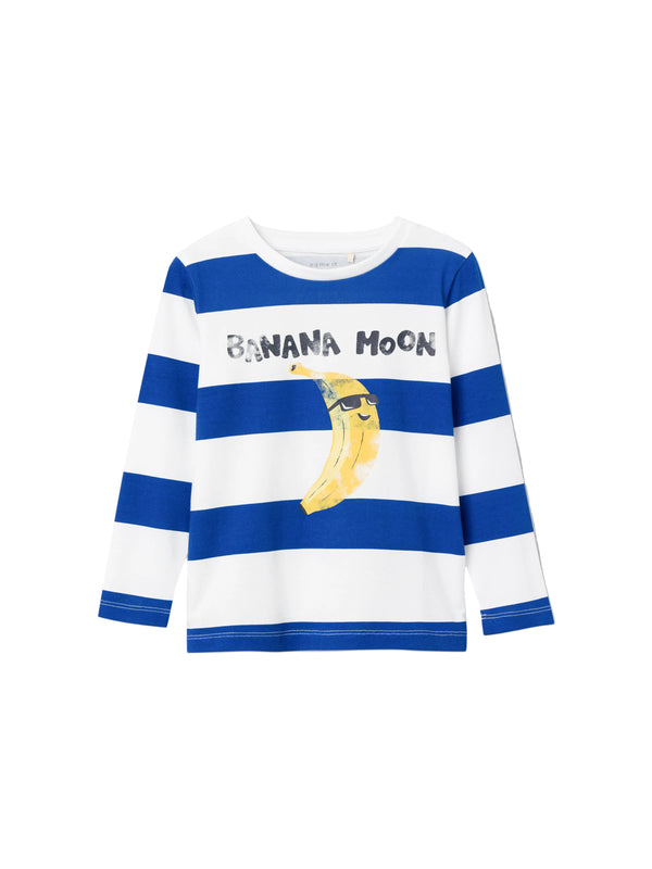 name it | T-Shirt Langarm | Weiß-Blau