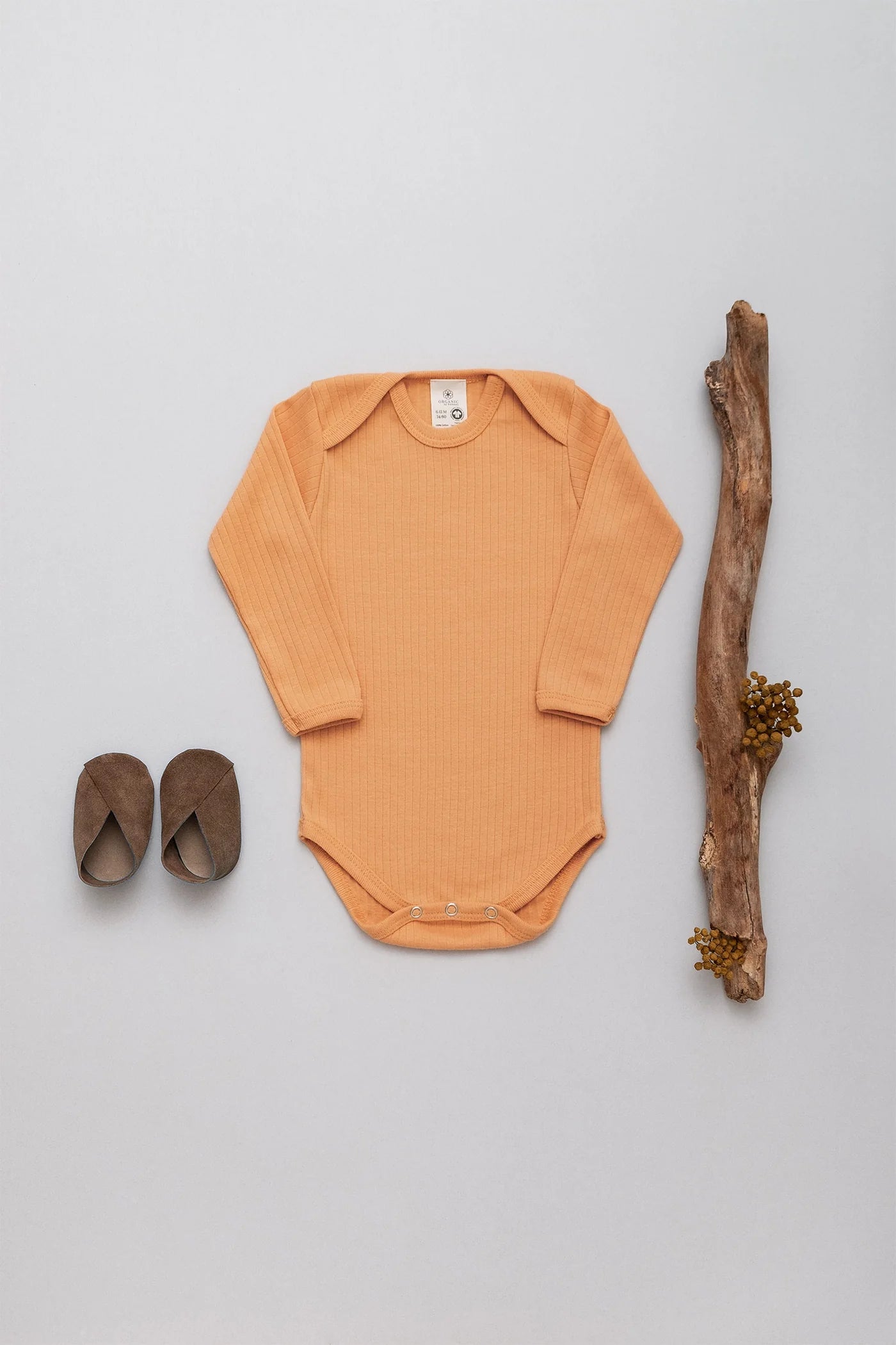 Organic by Feldman | Long-Sleeved Baby Bodysuit | Play of Colors (Ochre)