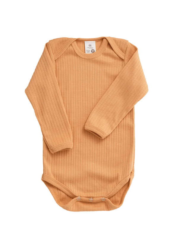 Organic by Feldman | Long-Sleeved Baby Bodysuit | Play of Colors (Ochre)