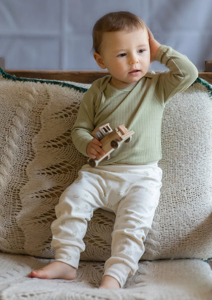 Organic by Feldman | Long-Sleeved Baby Bodysuit | Play of Colors (Ochre)
