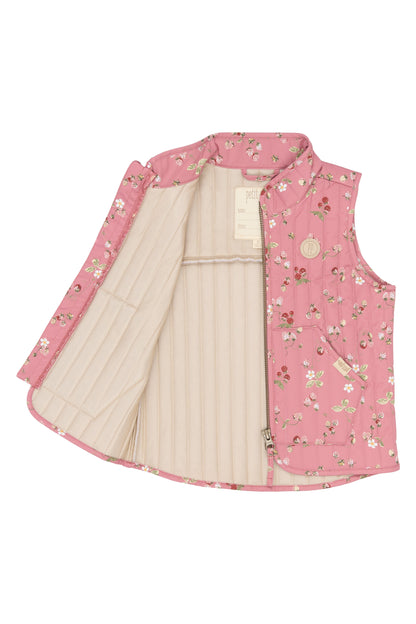 petit piao | Vest | Dusty Rose Strawberry AOP