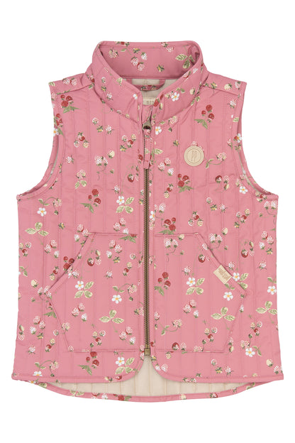 petit piao | Vest | Dusty Rose Strawberry AOP
