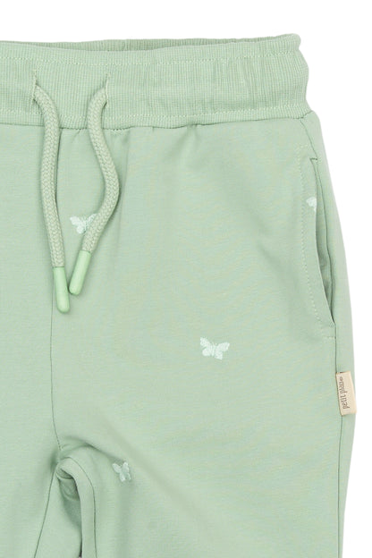 petit piao | Sweatpants | Frosty Green Butterfly EMB