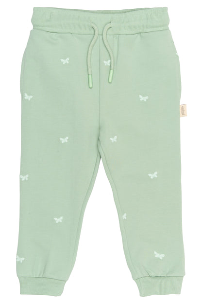 petit piao | Sweatpants | Frosty Green Butterfly EMB