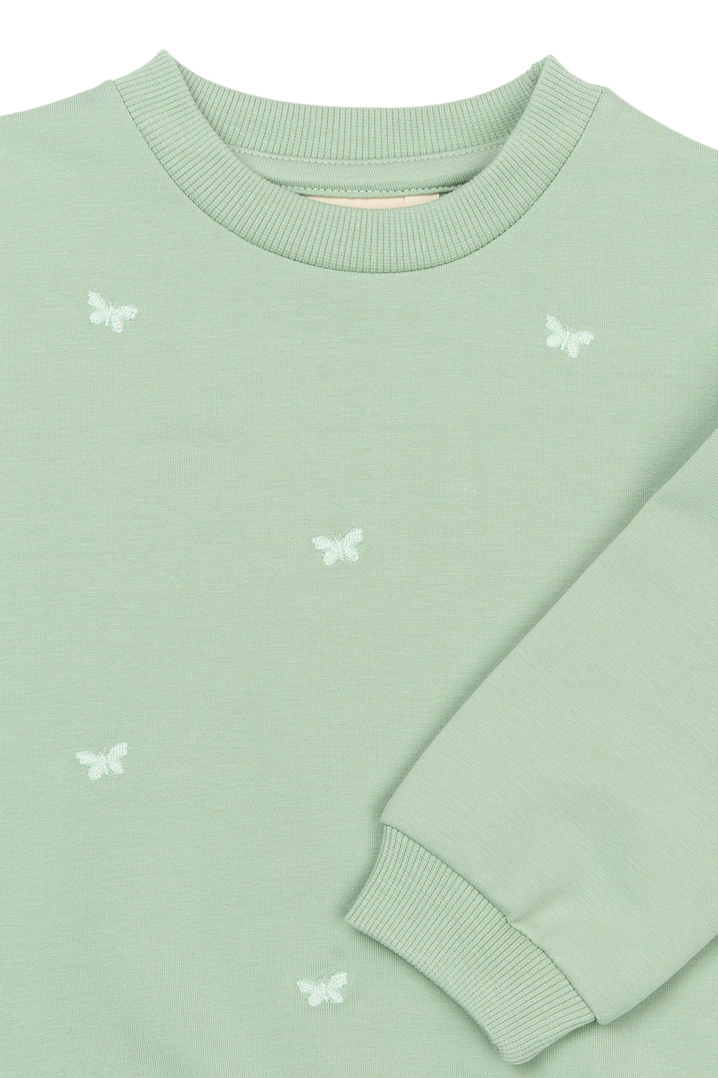 petit piao | Sweatshirt | Frosty Green Butterfly EMB