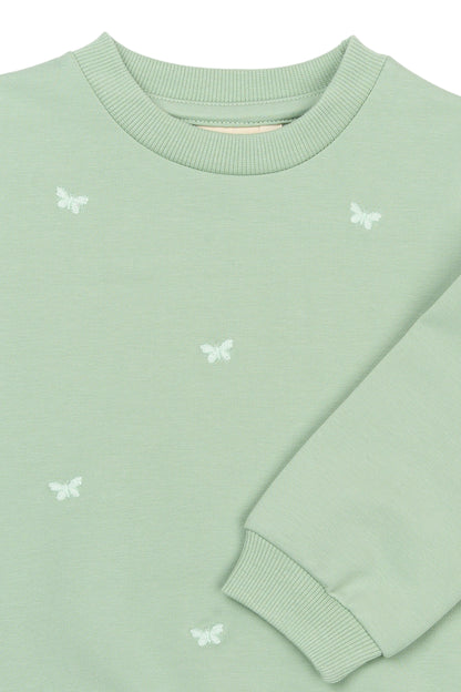 petit piao | Sweatshirt | Frosty Green Butterfly EMB