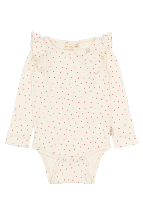 petit piao | Bodysuit | Eggnog Heart All-Over Print