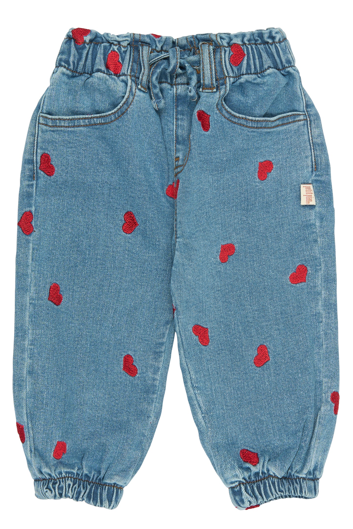 petit piao | Trousers | Light Blue Denim EMB