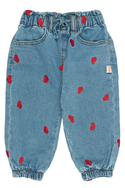 petit piao | Trousers | Light Blue Denim EMB