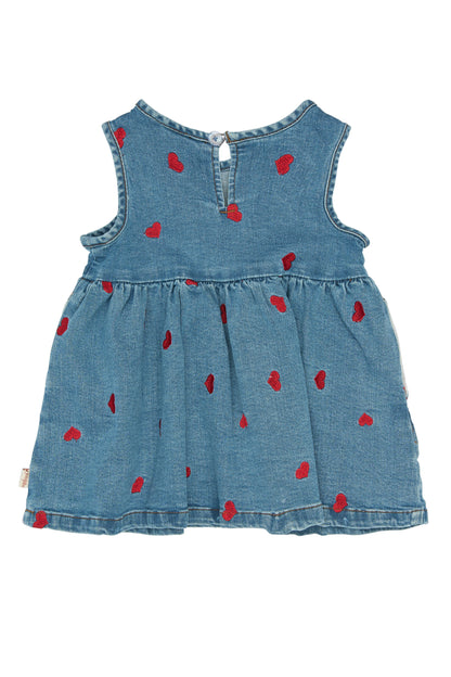 petit piao | Dress | Light Blue Denim EMB