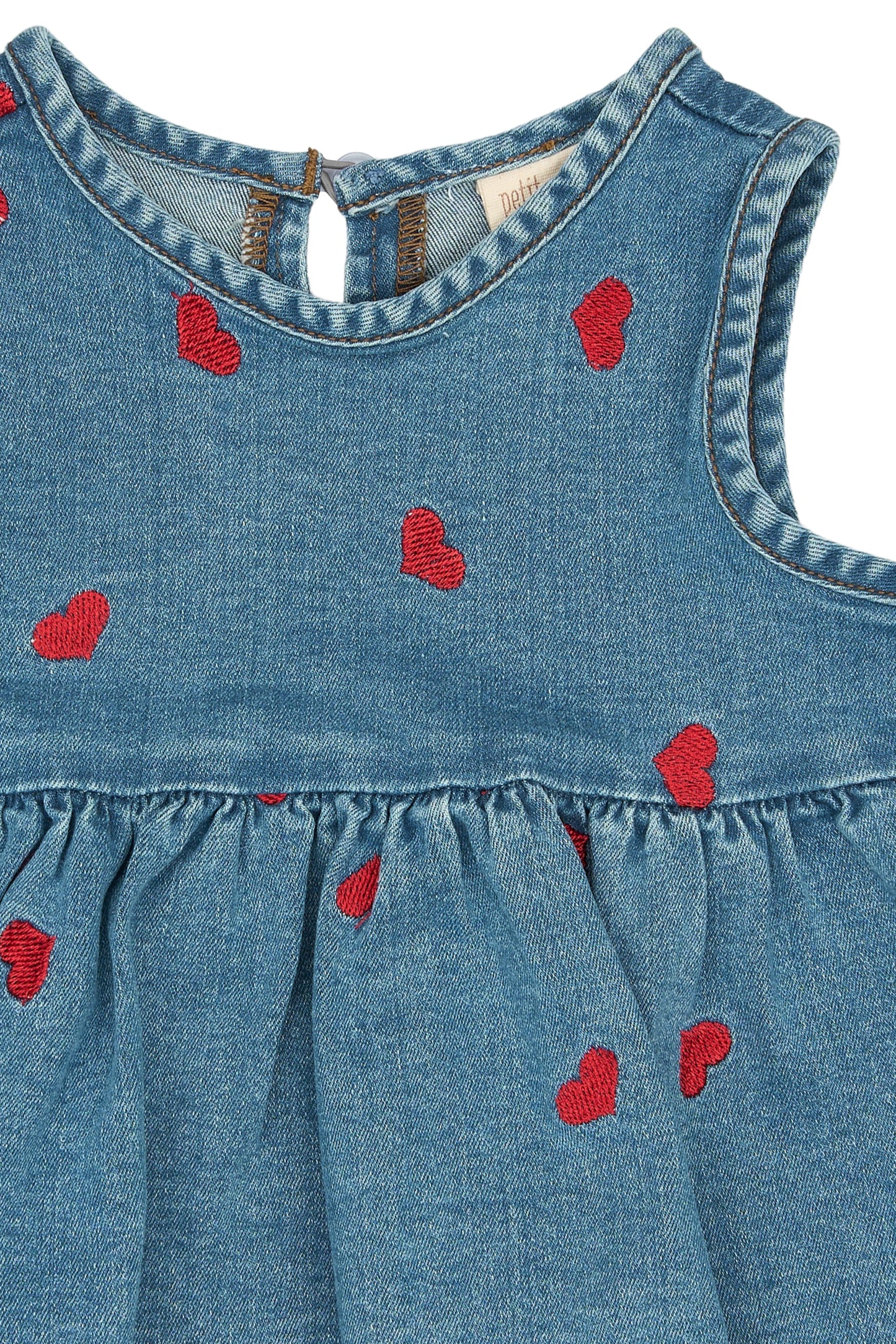 petit piao | Dress | Light Blue Denim EMB