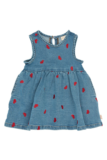 petit piao | Dress | Light Blue Denim EMB