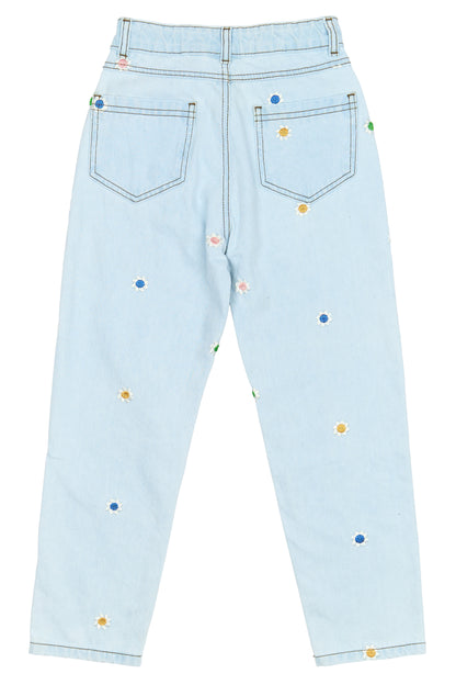 The New | Mom Fit Jeans | Light Blue Denim EMB