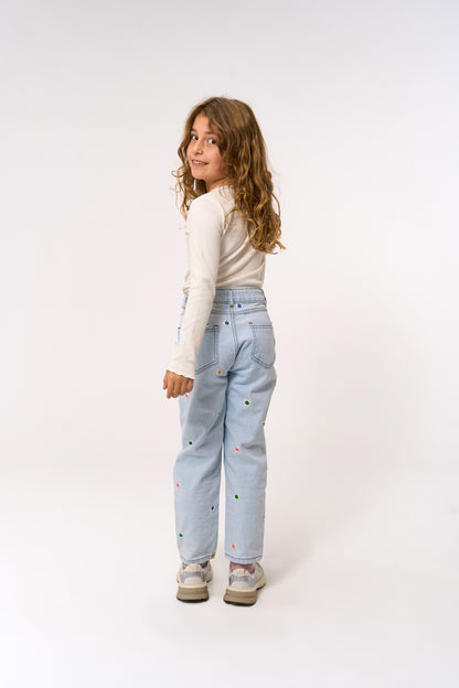 The New | Mom Fit Jeans | Light Blue Denim EMB