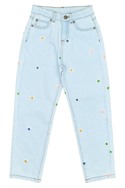 The New | Mom Fit Jeans | Light Blue Denim EMB