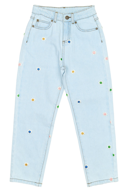 The New | Mom Fit Jeans | Light Blue Denim EMB