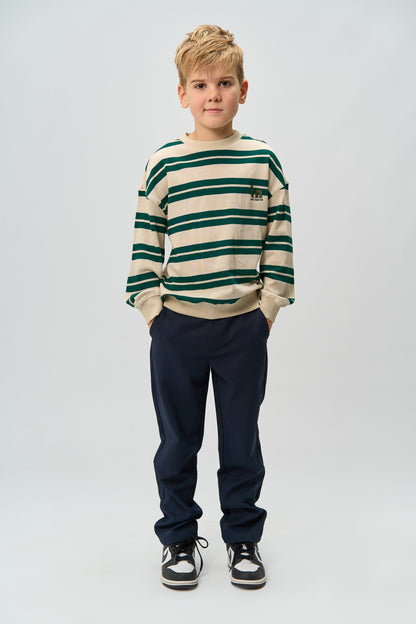 The New | Pullover | Deep Teal Striped