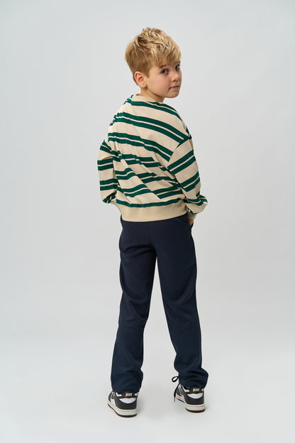 The New | Pullover | Deep Teal Striped